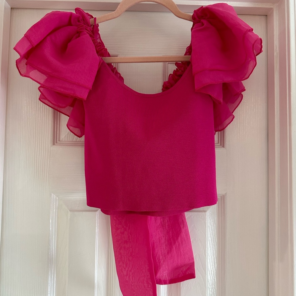 pink ruffle shirt from boutique